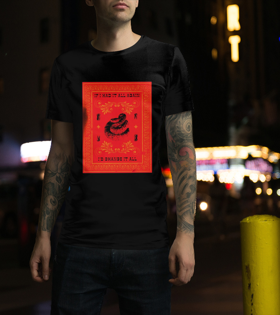 If I Had It All Again I'd Change It All Rattlesnake Western Red Bandana T-Shirt