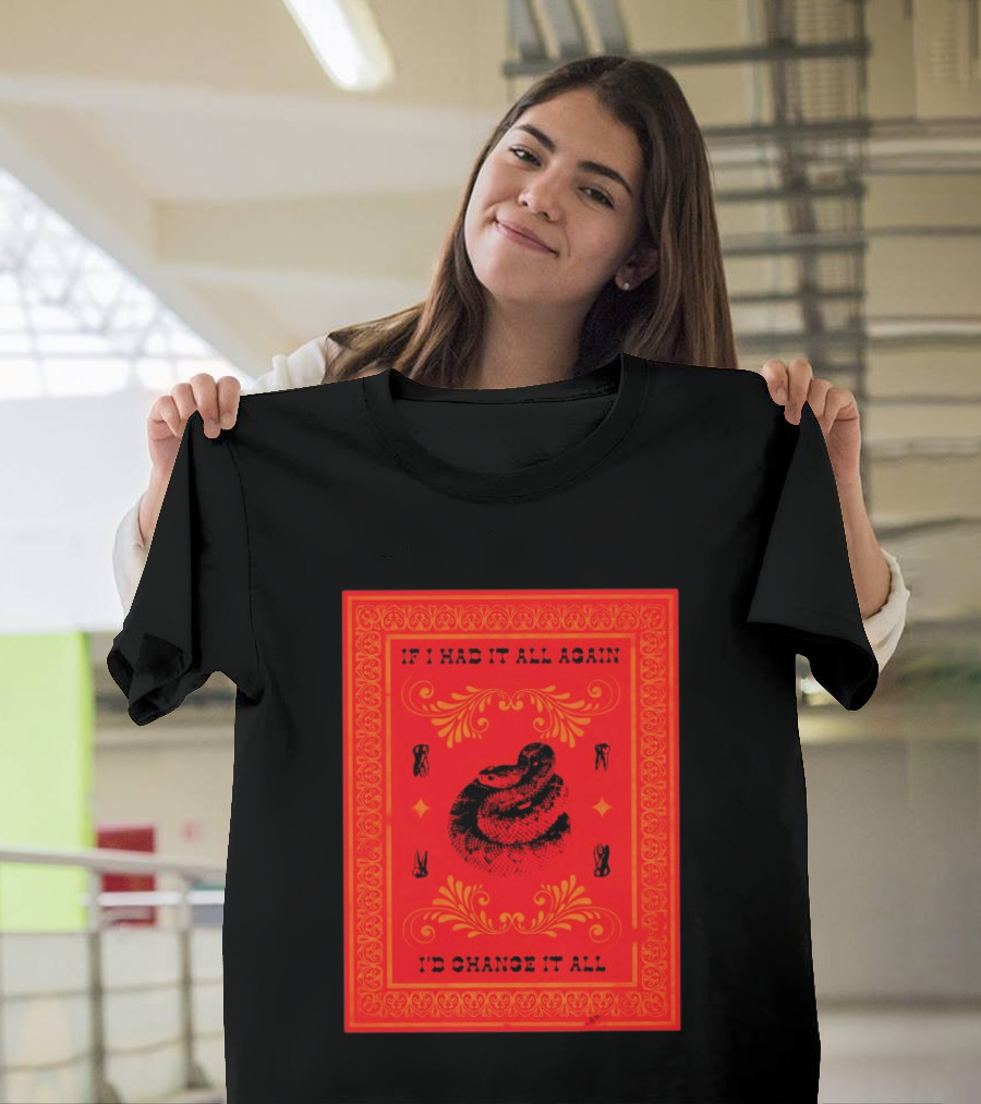 If I Had It All Again I'd Change It All Rattlesnake Western Red Bandana T-Shirt