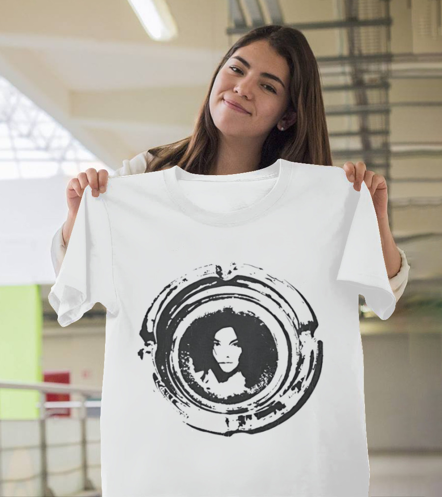 Bjork Circular Stamp Design Black And White T-Shirt
