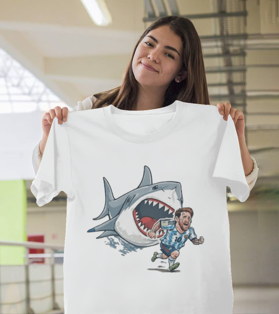 Cape Verde Brainrot Messi Shark Chase Soccer Humor T-Shirt