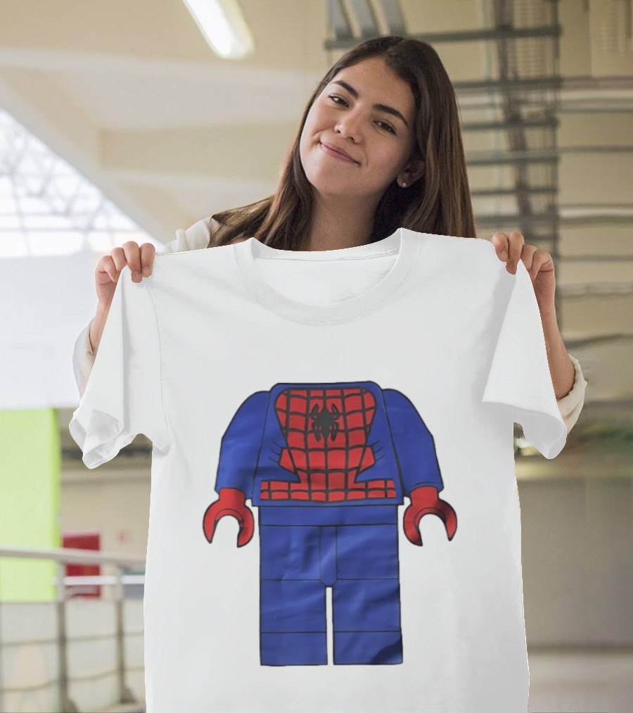 Lego Spider Man Minifigure Marvel Super Hero Iconic Costume Red And Blue Suit T-Shirt