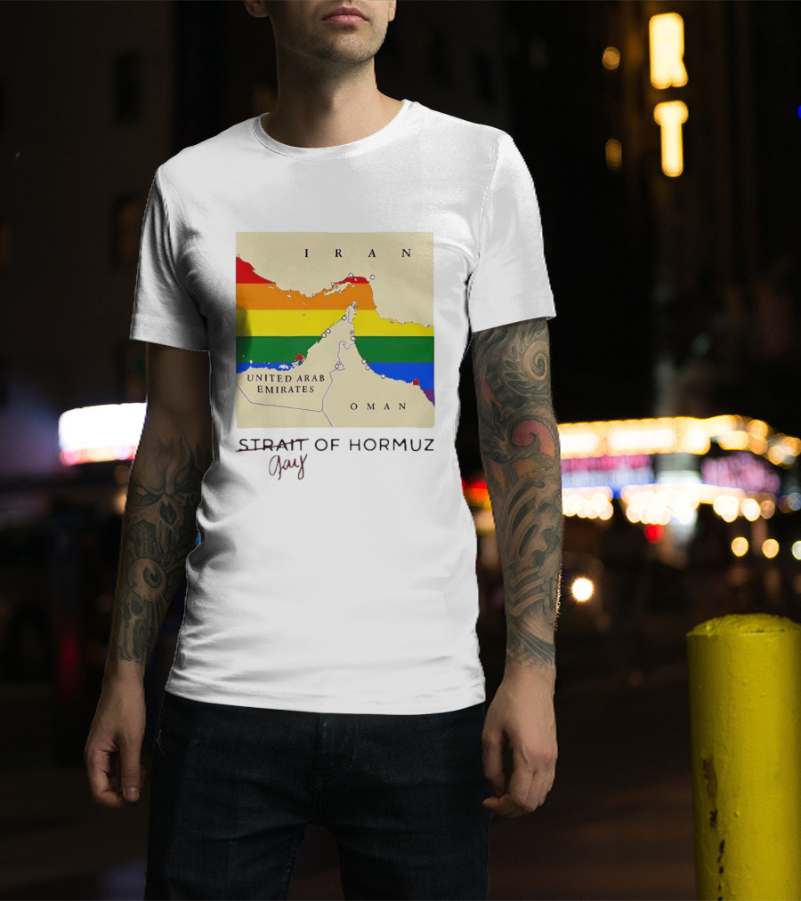 Strait Of Hormuz Map Pride Rainbow Gay Wordplay Pun T-Shirt