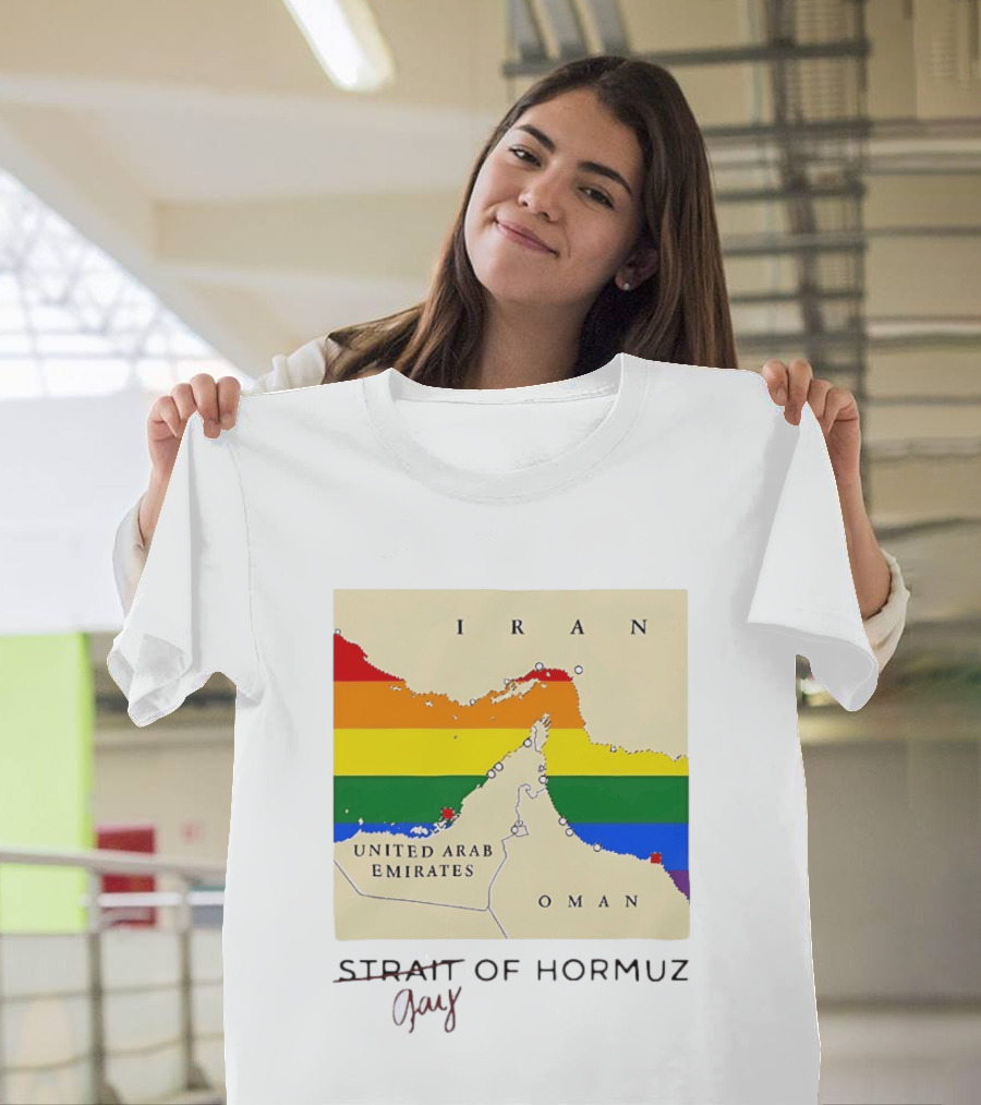 Strait Of Hormuz Map Pride Rainbow Gay Wordplay Pun T-Shirt