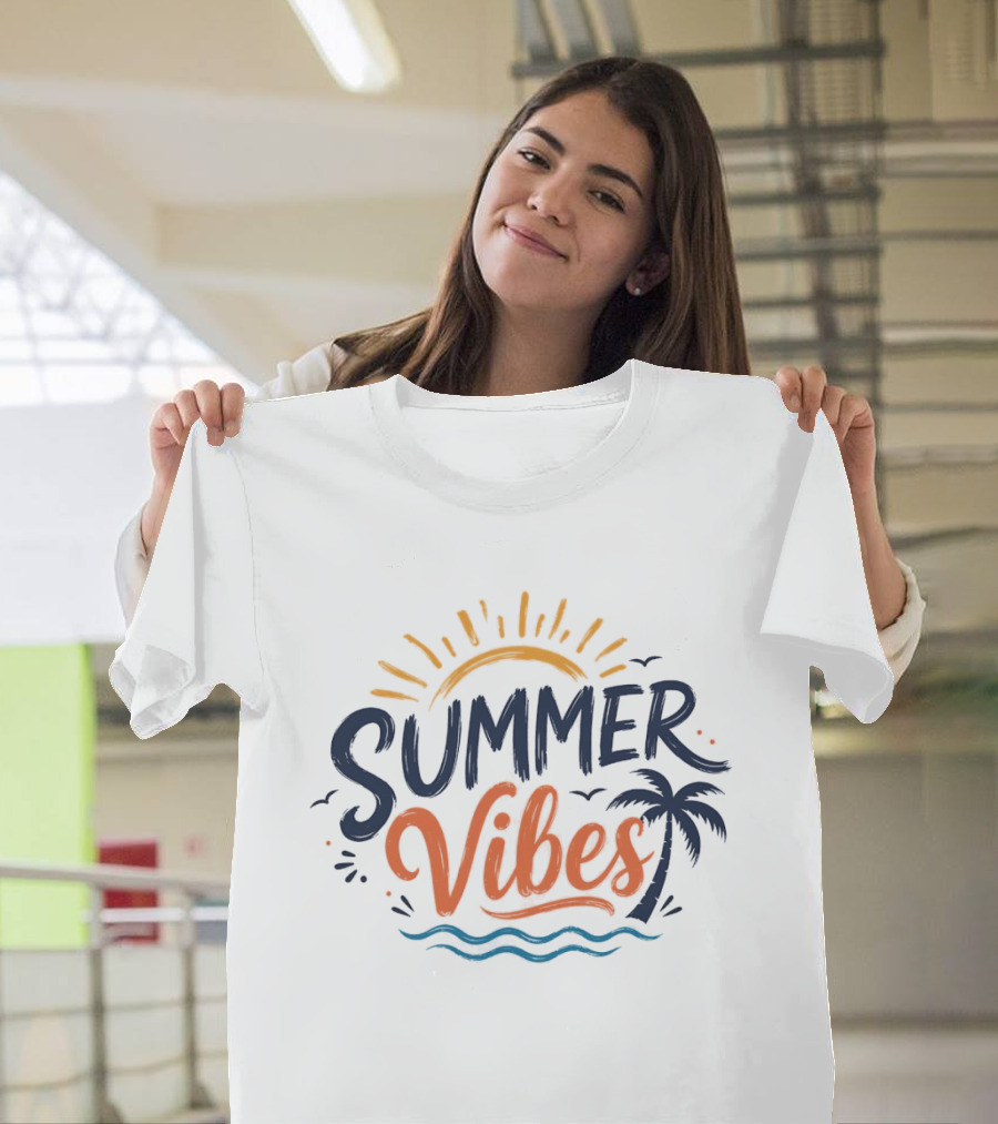 Summer Vibes Sun Palm Beach Waves T-Shirt