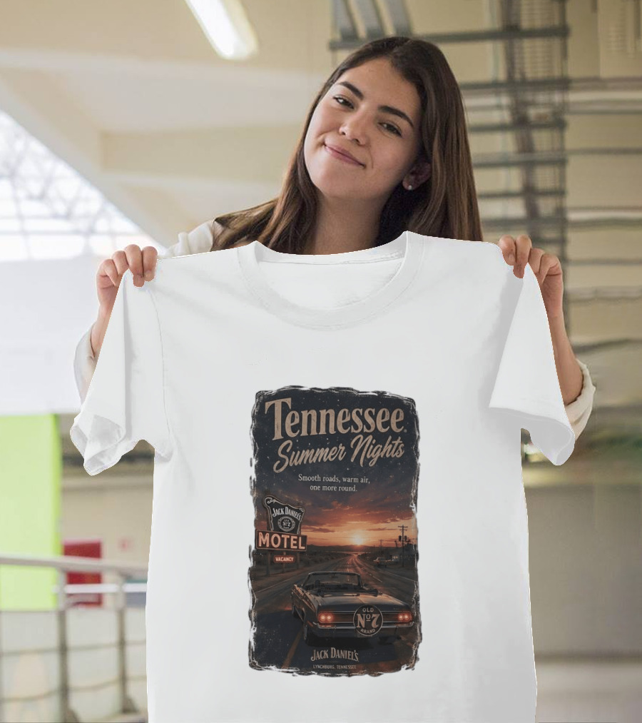 Tennessee Summer Nights Jack Daniel's Motel Smooth Roads Warm Air Old No. 7 Lynchburg T-Shirt