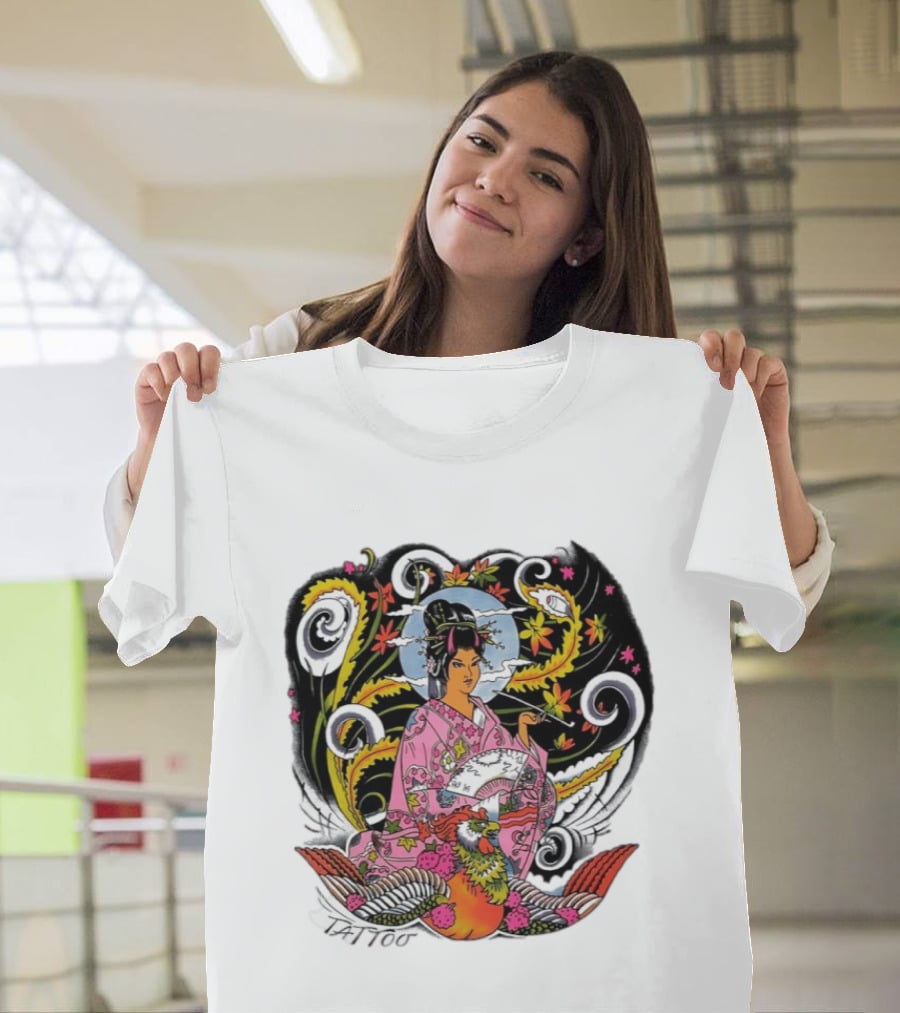 Geisha Tattoo Japanese Traditional Phoenix Kimono T-Shirt