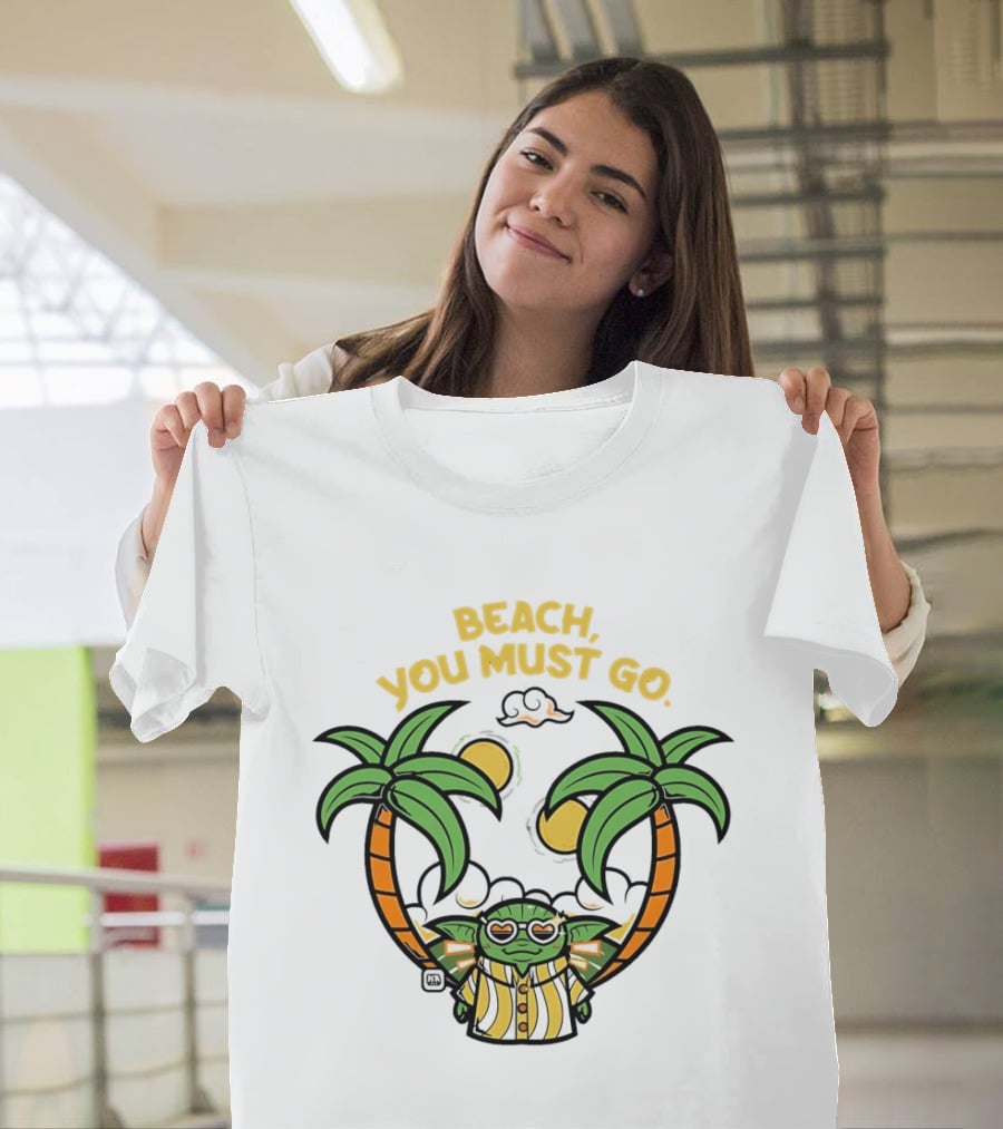 Grogu Hawaiian Outfit Beach You Must Go Palm Trees Sunglasses T-Shirt