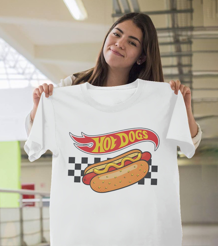 Hot Dogs Checkerboard Flame And Bun T-Shirt