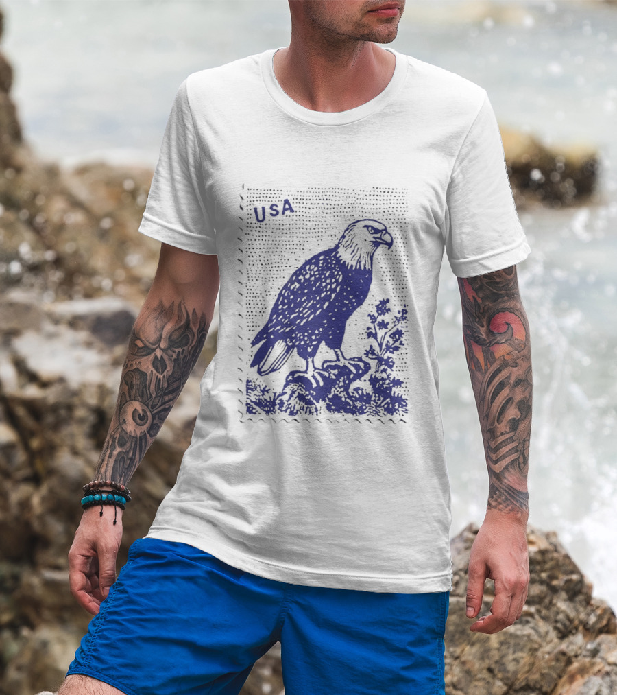 USA Bald Eagle Stamp Patriotic T-Shirt
