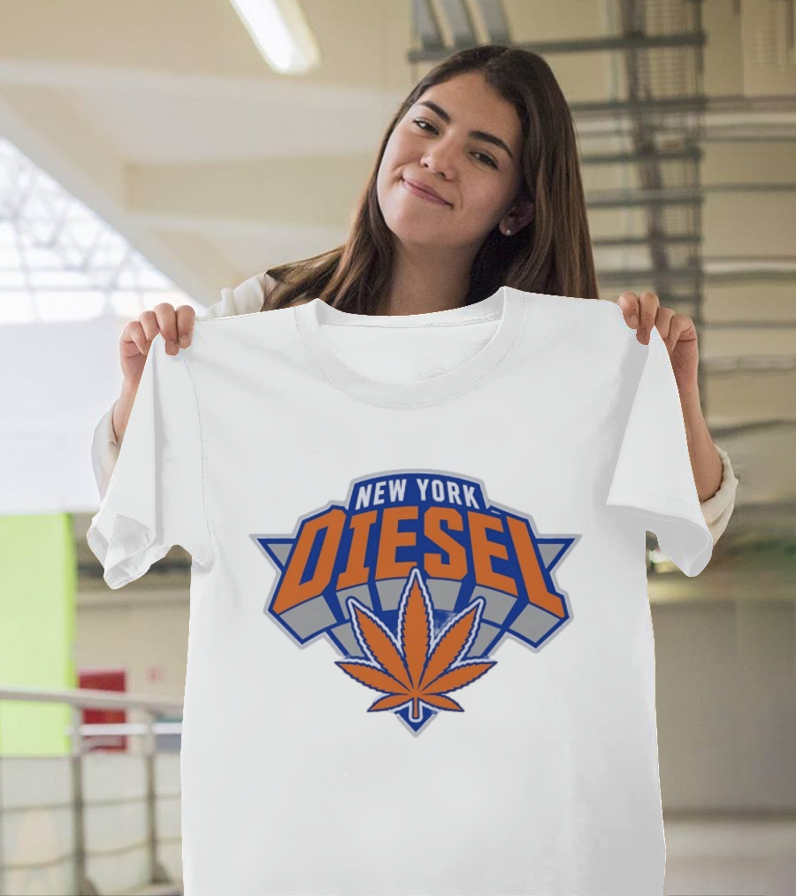 New York Diesel Cannabis Knicks Weed Leaf Basketball T-Shirt