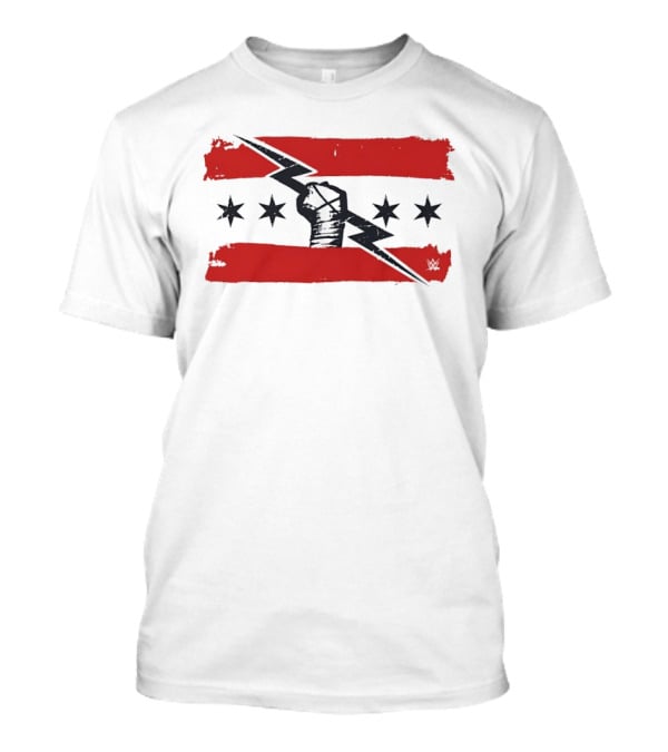 CM Punk Chicago Flag Fist Lightning Bolt Stars T-Shirt