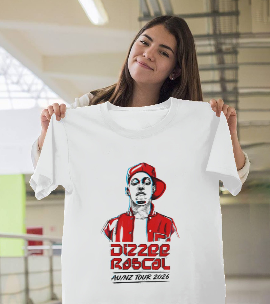 Dizzee Rascal AU NZ Tour 2026 Red Graphic Cap Image T-Shirt