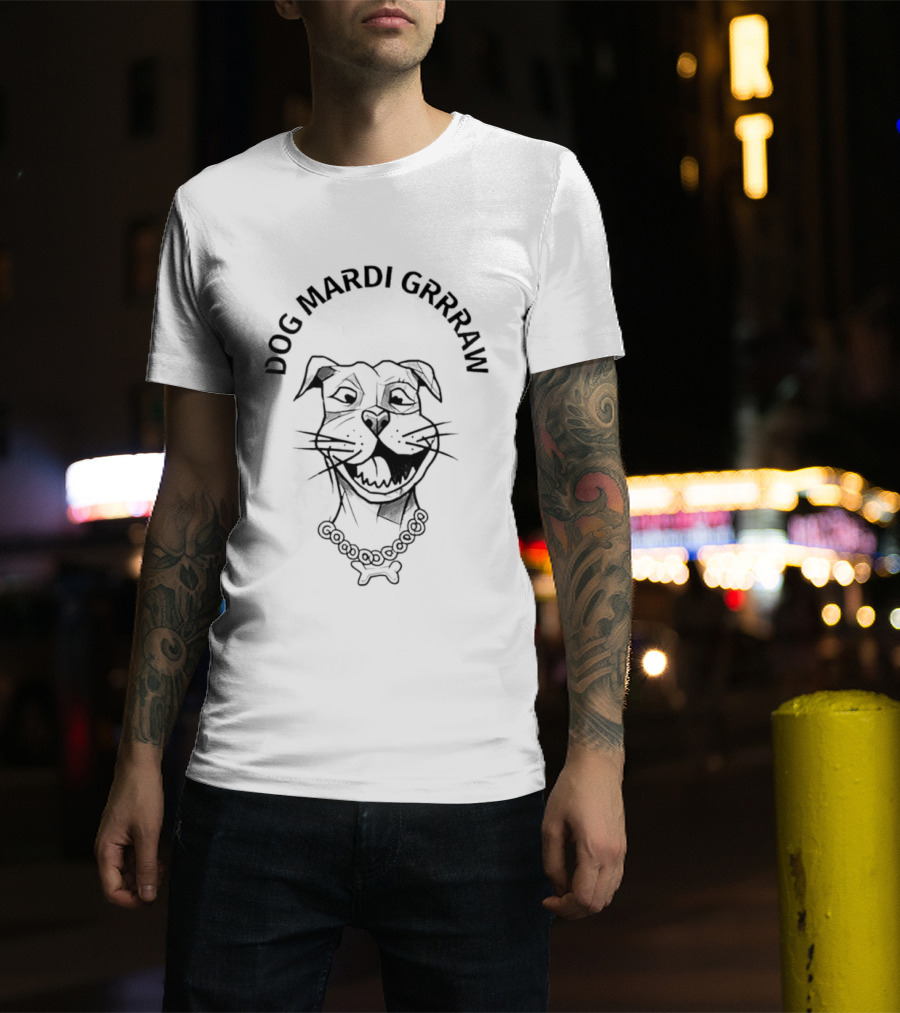 Dog Mardi Grrraw Celebratory Canine With Beads T-Shirt