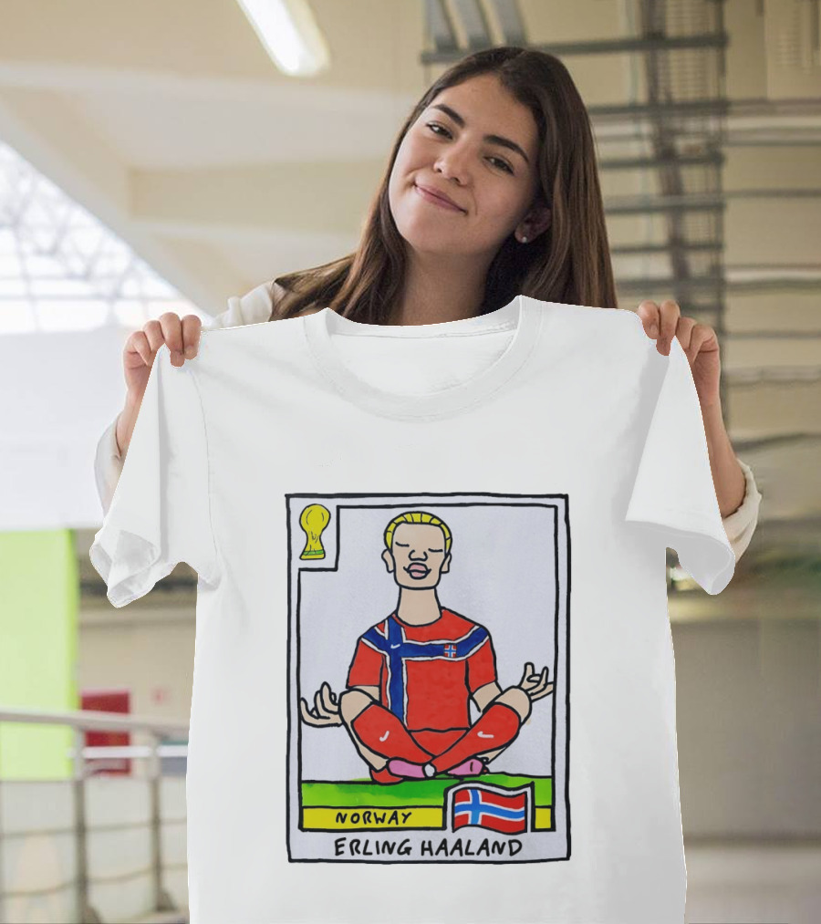 Erling Haaland Norway Soccer Meditation Cartoon Norway Flag T-Shirt