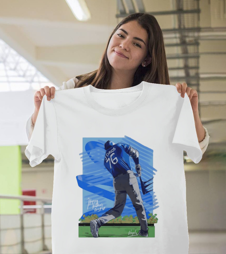 Carlos 76 Happy Fathers Day Baseball Player Sports T-Shirt