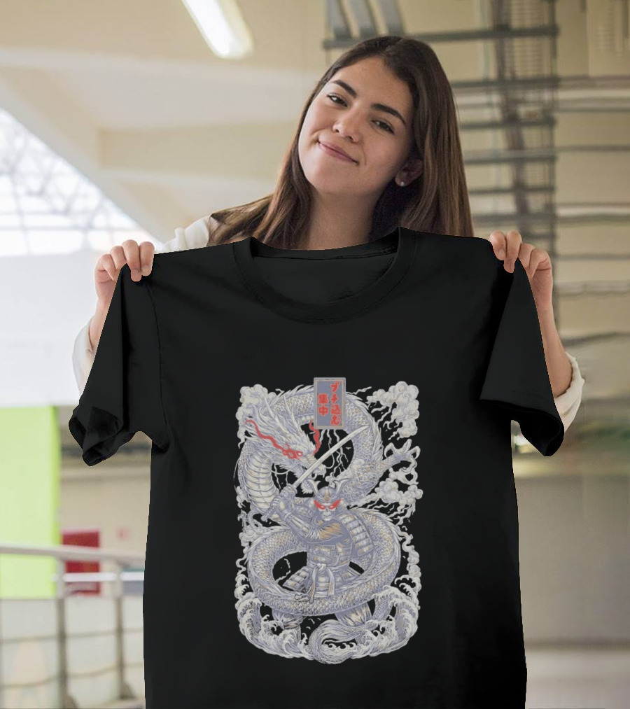 Zero Foxtrot Focused Fury Samurai Dragon Japanese Kanji T-Shirt