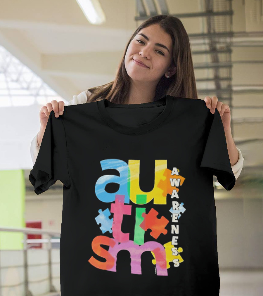 Autism Awareness Puzzle Colorful Letters And Pieces T-Shirt