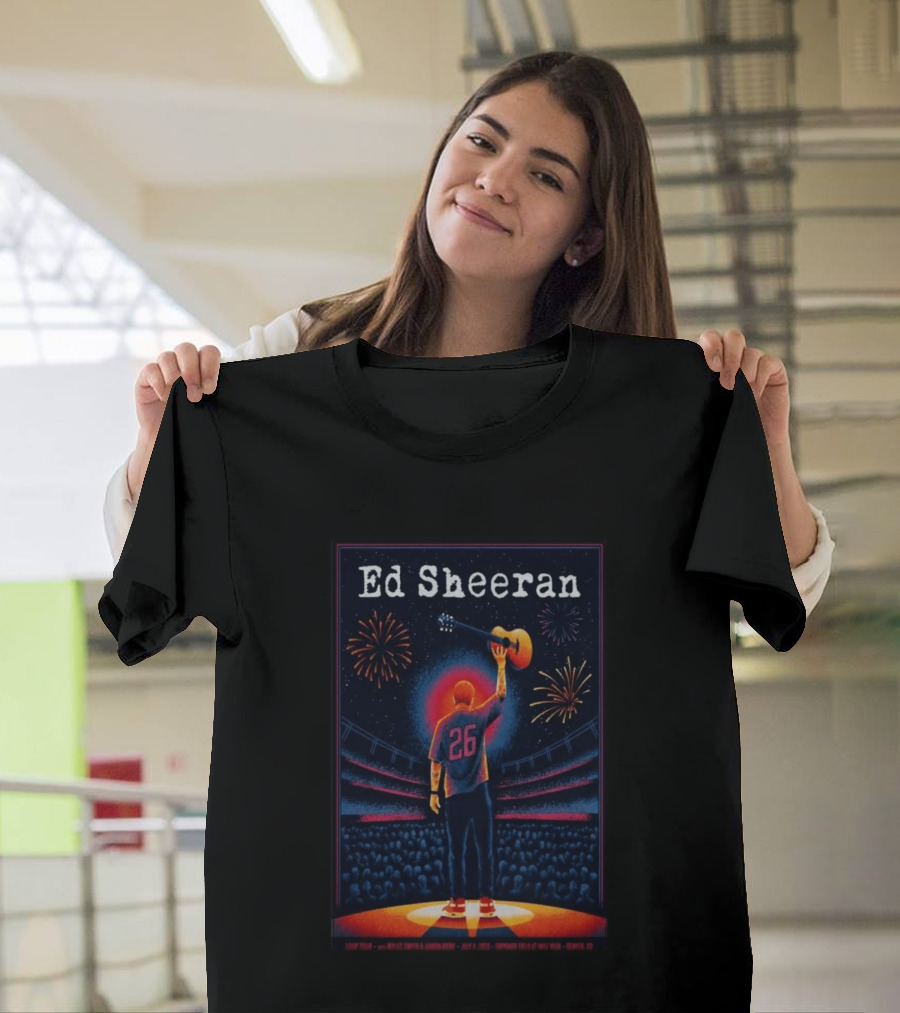 Ed Sheeran July 4 2026 Empower Field Mile High Denver CO Concert Fireworks And Guitar T-Shirt