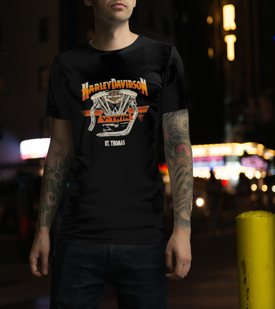 Harley Davidson Motor Cycles V Twin St Thomas 1987 T-Shirt