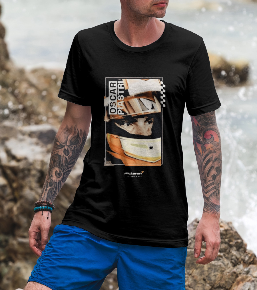Oscar Piastri McLaren Driver Helmet Art Racing Fan T-Shirt