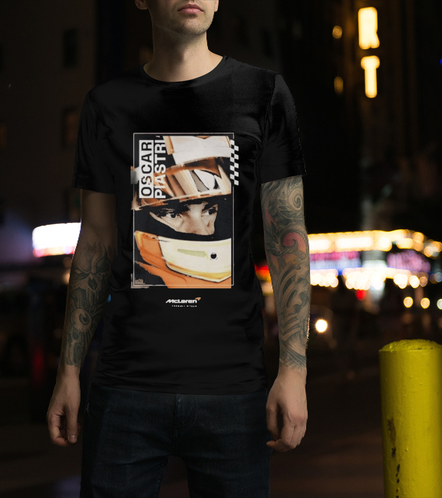 Oscar Piastri McLaren Driver Helmet Art Racing Fan T-Shirt