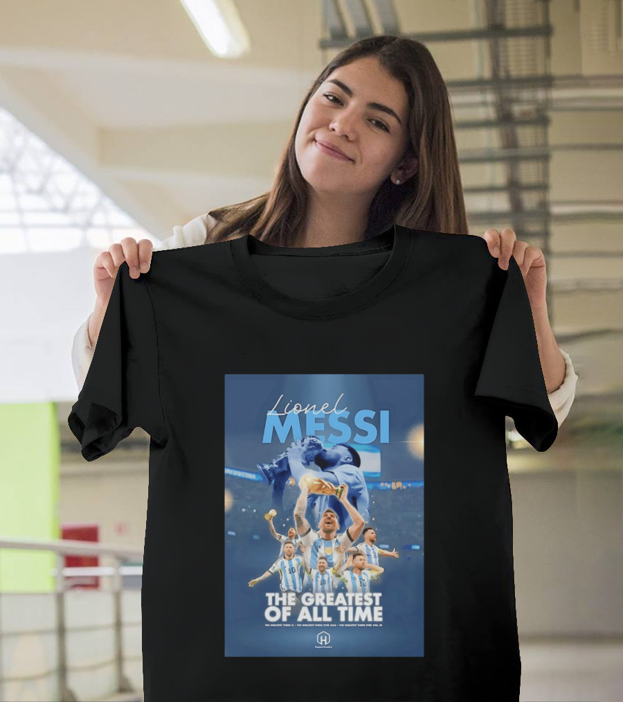 Lionel Messi The Greatest Of All Time Argentina Multi Photo Collage T-Shirt