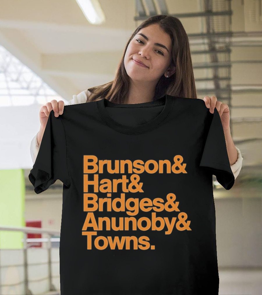 New York Knicks Brunson Hart Bridges Anunoby Towns Lineup T-Shirt