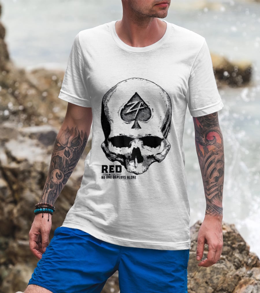 R.E.D Zero Foxtrot Skull Ace Spade Honor Remember Everyone Deployed T-Shirt