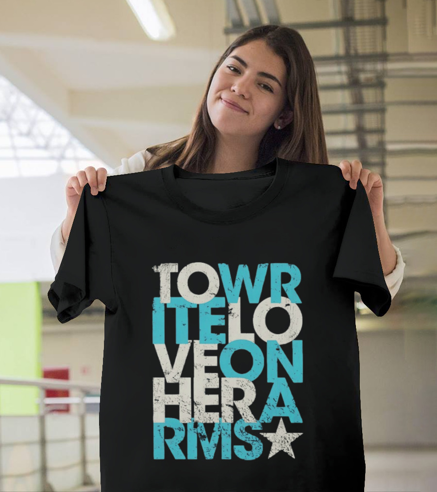 Tower Love Hero Arms Distressed Text Star T-Shirt