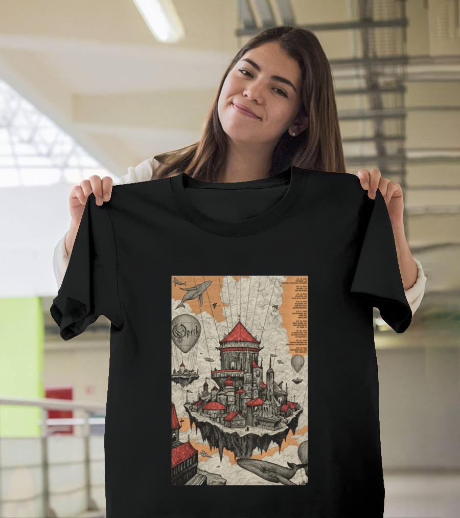 Opeth 2026 Summer Tour Exclusive Floating City With Whales And Balloons T-Shirt
