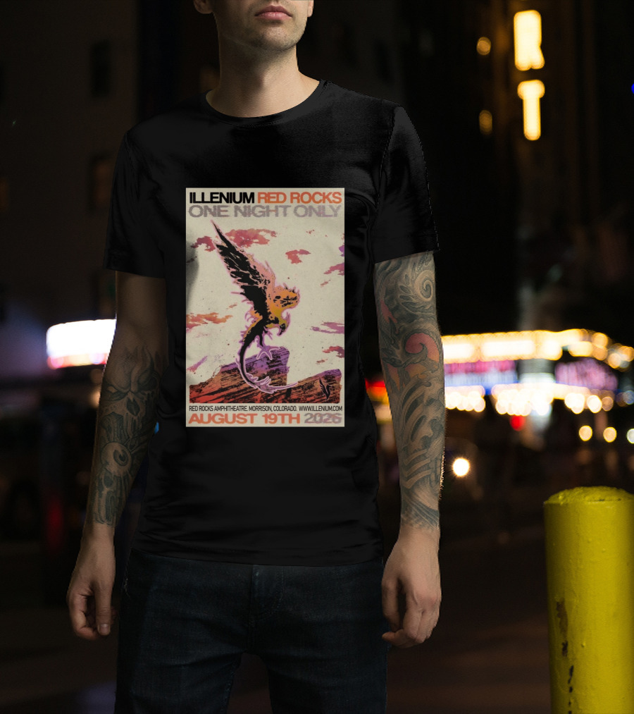 Illenium Red Rocks One Night Only August 19th 2026 Red Rocks Amphitheatre Morrison Colorado Www.illenium.com T-Shirt