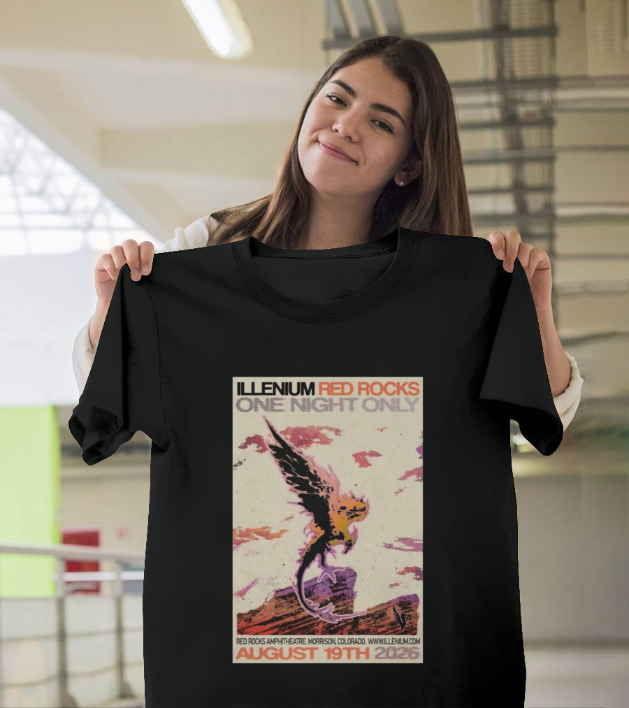 Illenium Red Rocks One Night Only August 19th 2026 Red Rocks Amphitheatre Morrison Colorado Www.illenium.com T-Shirt