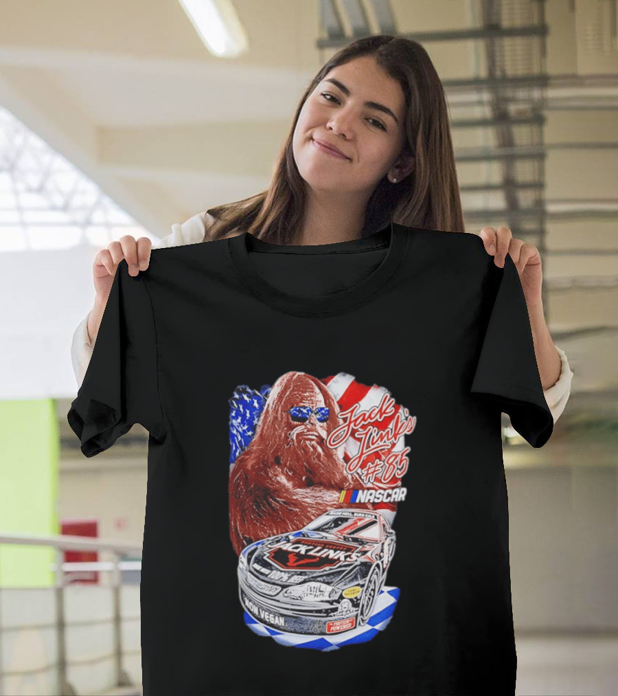 Jack Link's Bigfoot #85 NASCAR American Flag Non Vegan T-Shirt