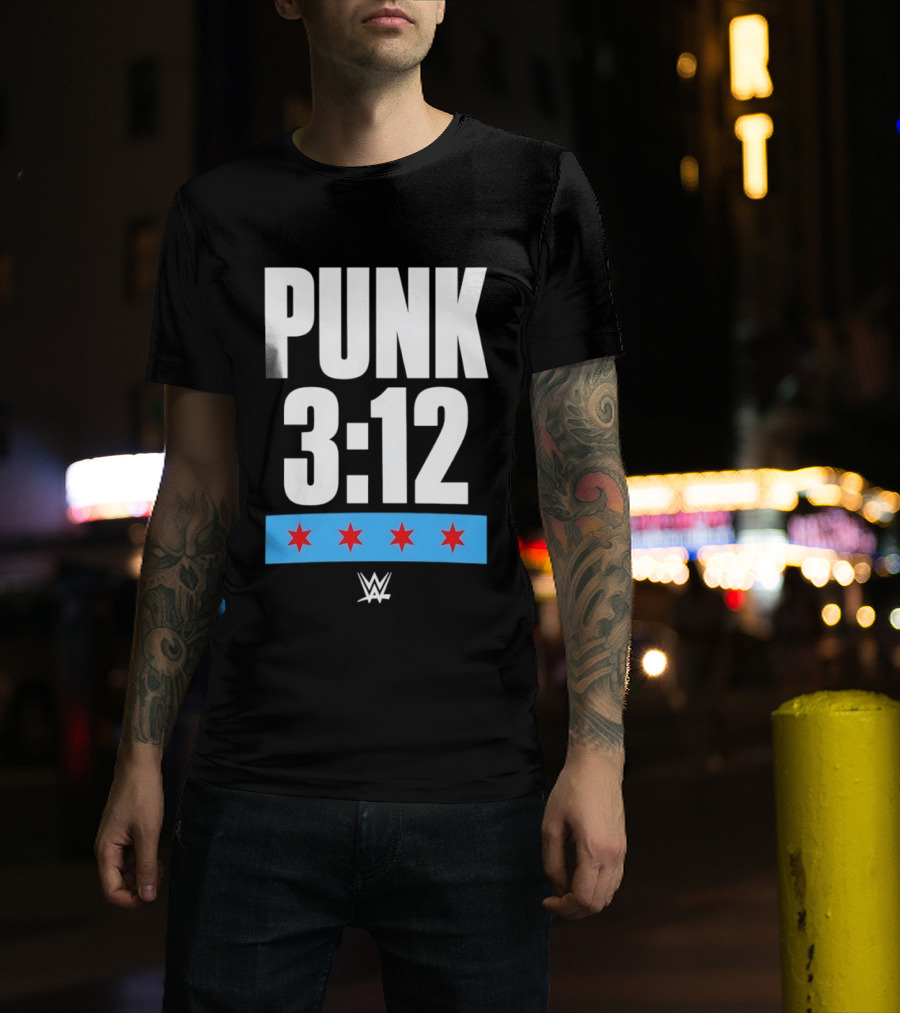 Punk 3 12 WWE CM Punk Wrestling Star Logo Four Red Stars T-Shirt