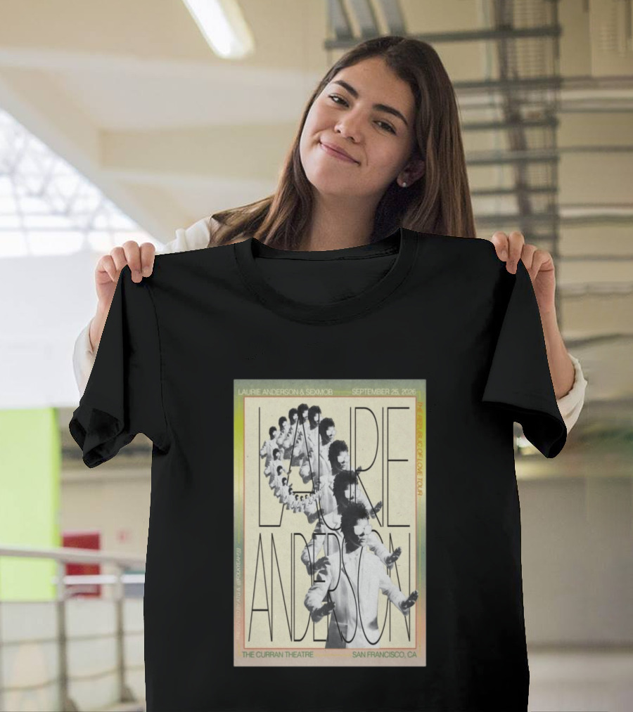 Laurie Anderson Curran Theatre September 25 2026 San Francisco Vaporwave Block Of Love Tour Sexmob T-Shirt