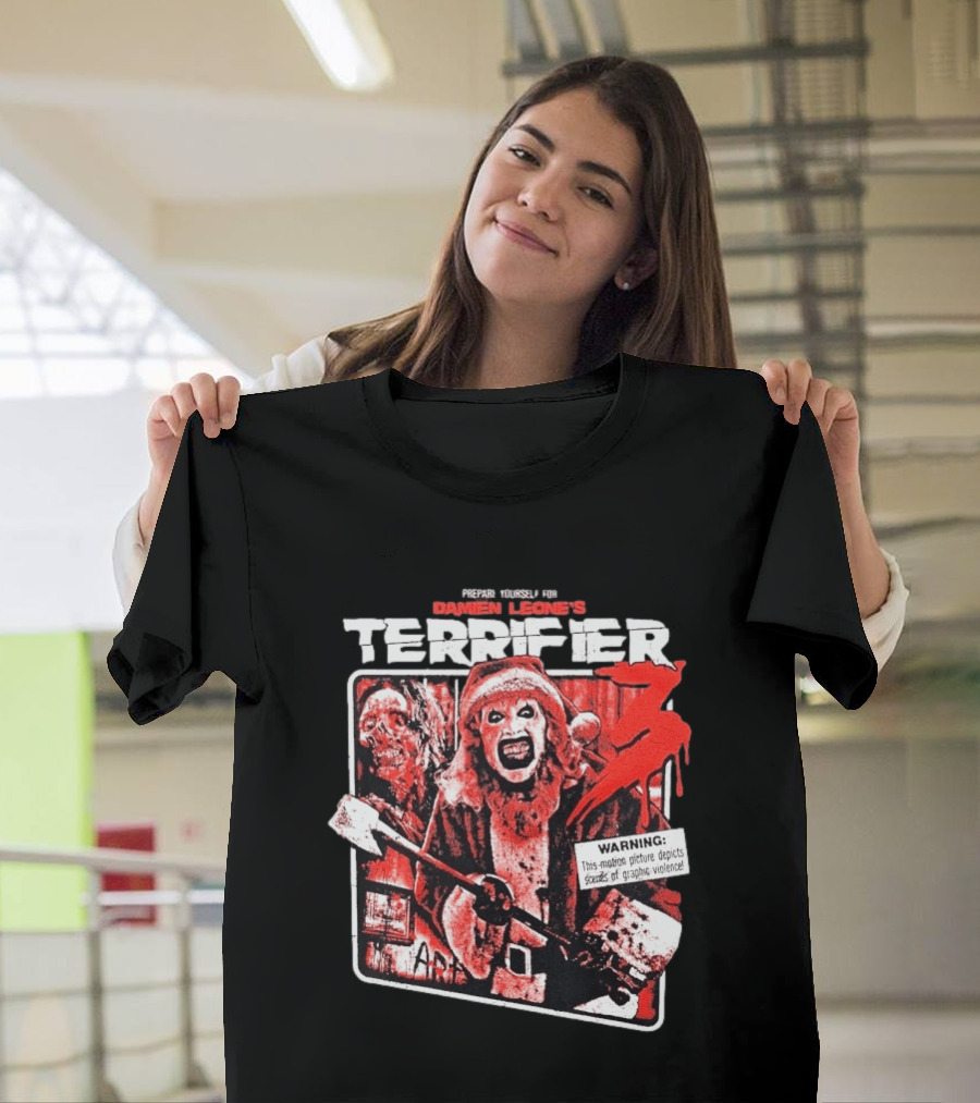 Damien Leone's Terrifier 3 Prepare Yourself Unrated Warning Graphic Violence T-Shirt