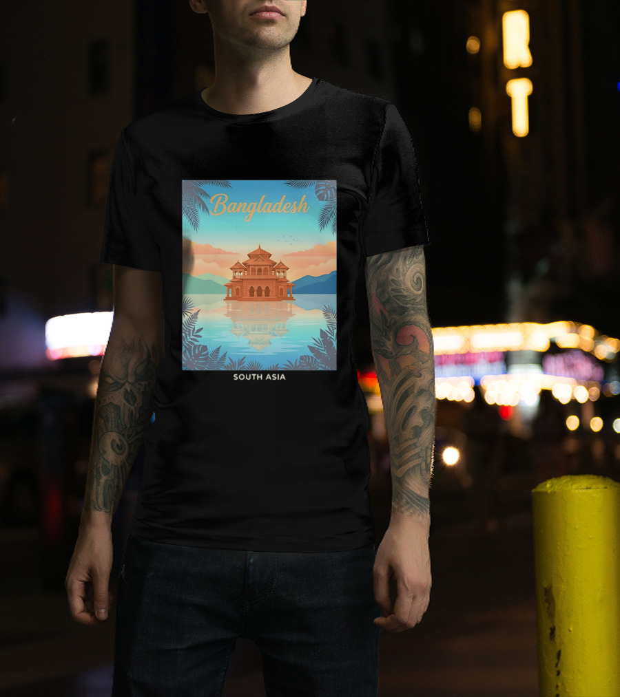 Bangladesh South Asia Travel Mosque On Water T-Shirt