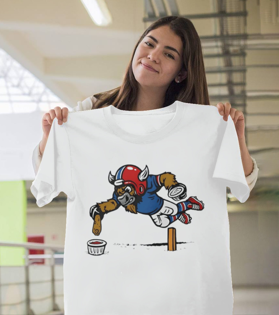 Buffalo Bills Pizza Logs Football Jumping Buffalo With Helmet And Snack T-Shirt