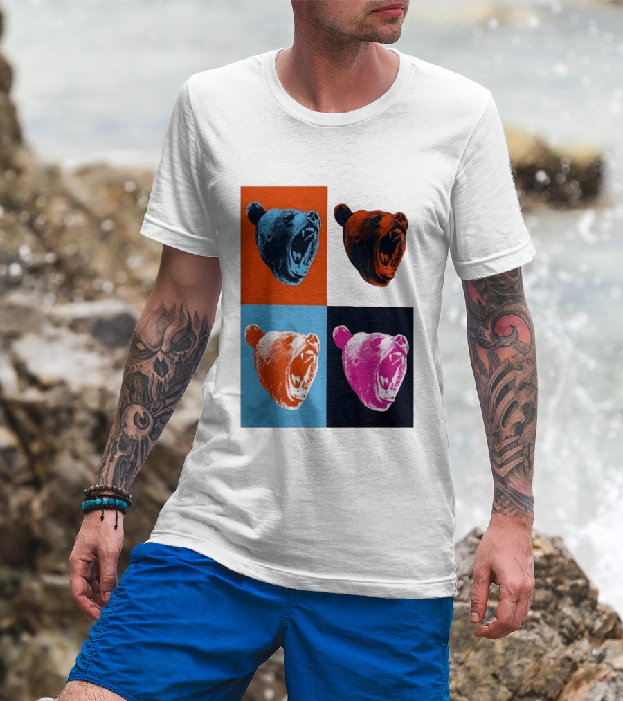 Chicago Bears 2026 Draft Party Pop Art Bear Heads Color Variations T-Shirt