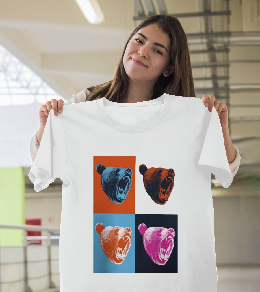 Chicago Bears 2026 Draft Party Pop Art Bear Heads Color Variations T-Shirt