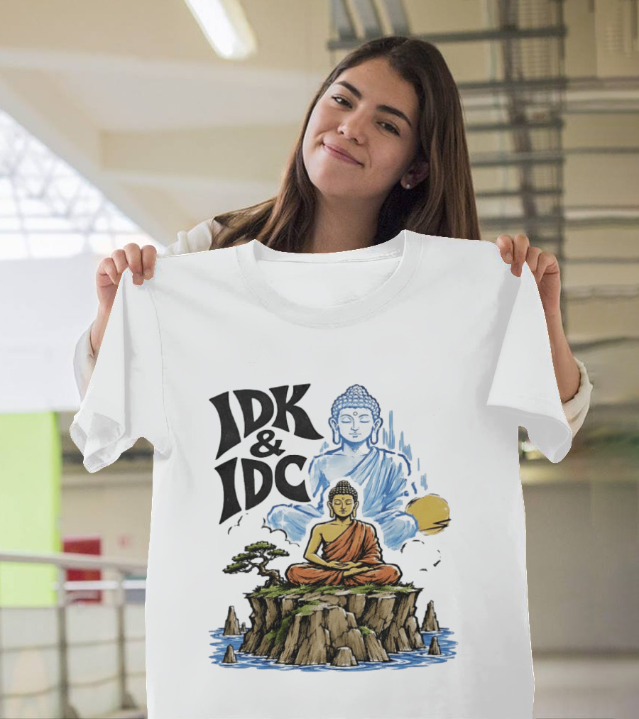 IDK IDC Buddha Meditating On Island With Zen Vibes And Spiritual Calm T-Shirt