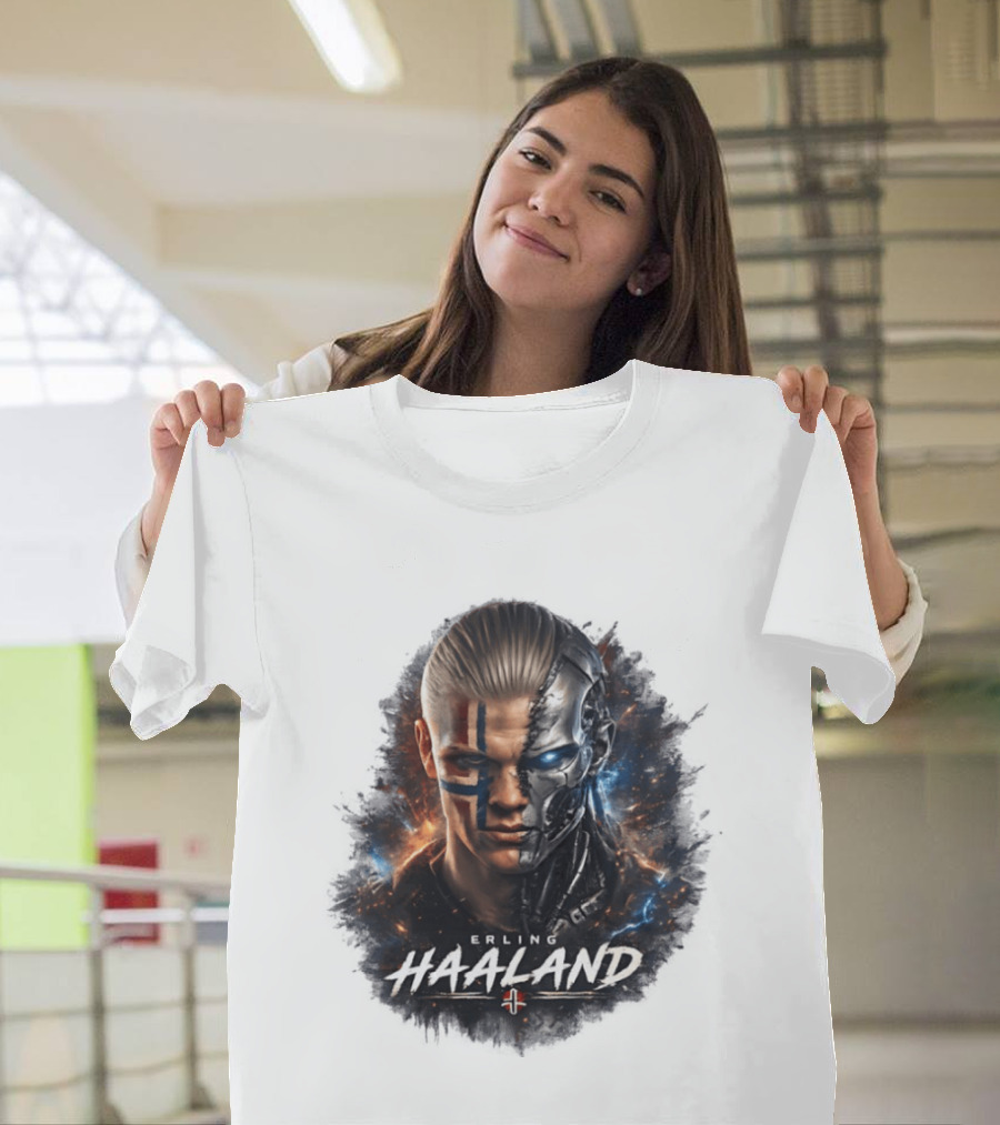 Erling Haaland Cyborg Manchester City Nordic Warrior T-Shirt