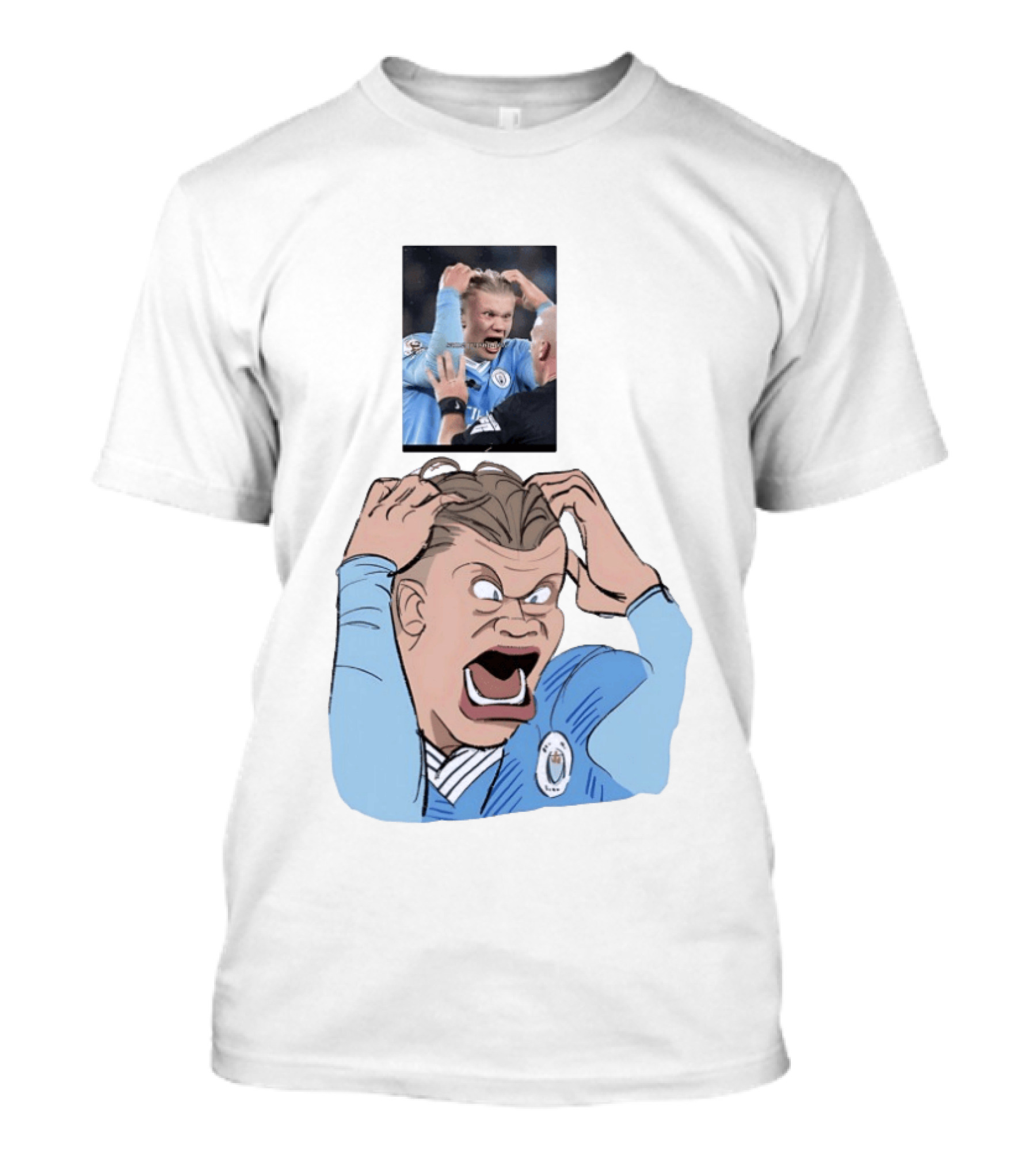 Erling Haaland Frustrated Screaming Football Cartoon Referee Reaction T-Shirt