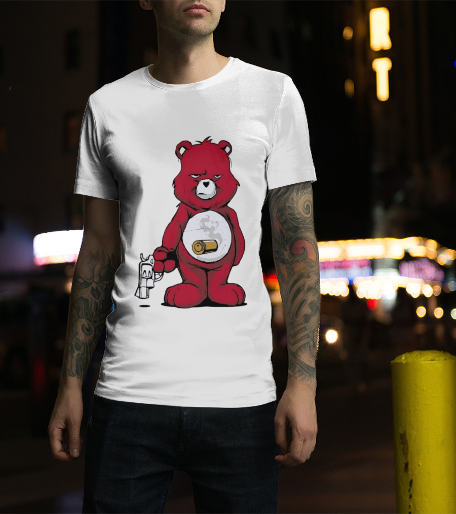 Red Bear With Revolver .38 Special Bullet Smoke T-Shirt
