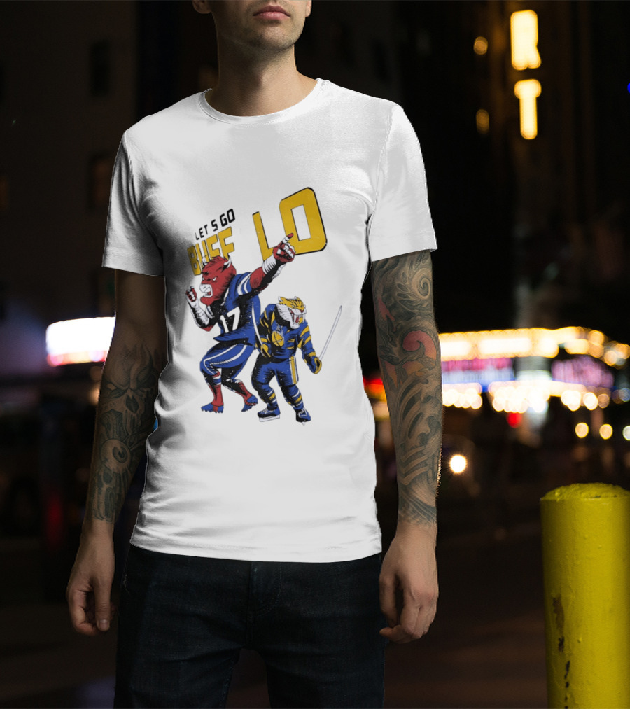 Let's Go Buffalo 17 Distressed Sports Mascots Football And Hockey T-Shirt