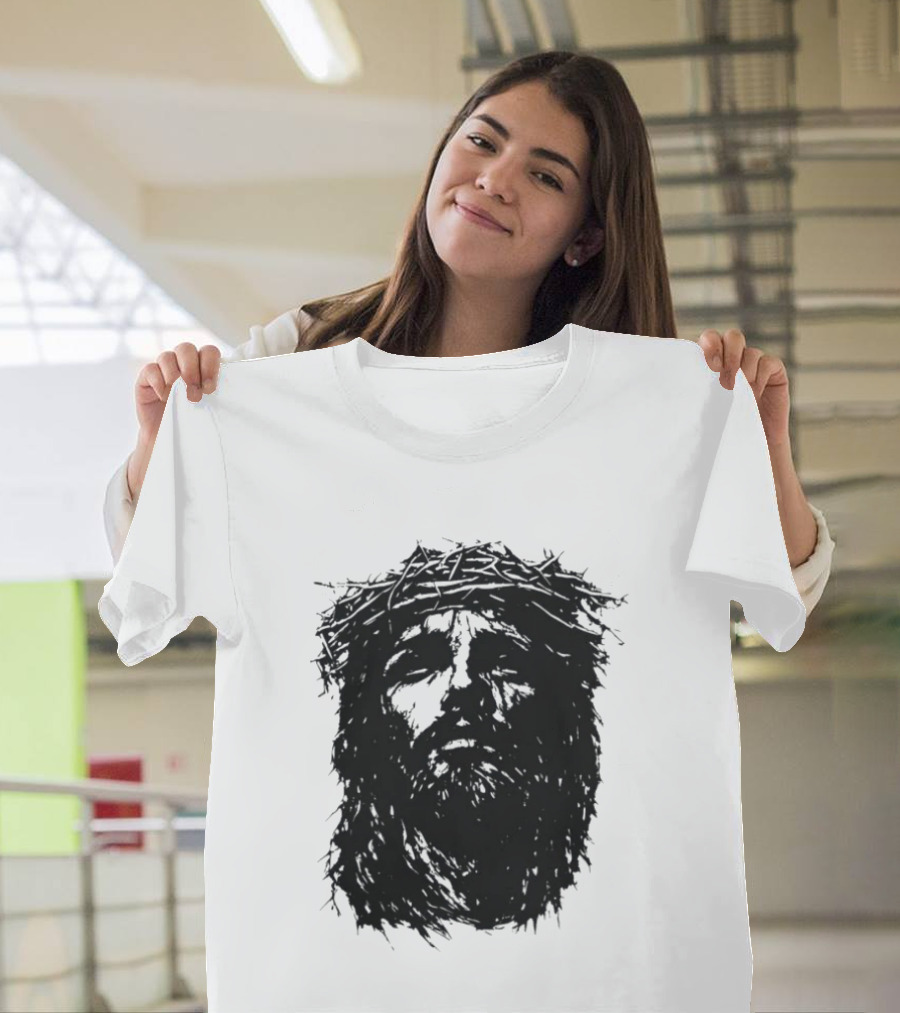 Unforsaken No Greater Love Jesus Crown Of Thorns Face T-Shirt
