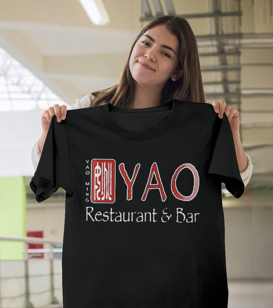 Yao Ming Restaurant & Bar 9755 Westheimer Rd. Houston TX 77042 Two Sided T-Shirt