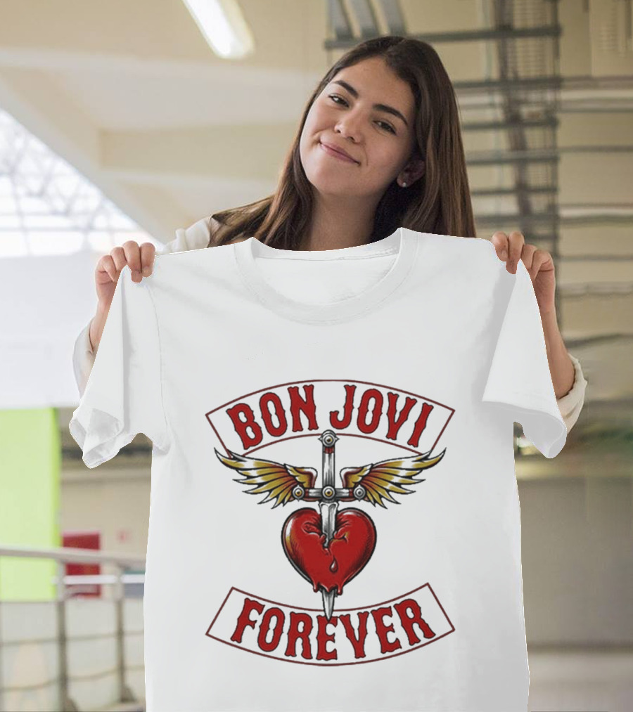 Bon Jovi Forever Heart With Wings And Dagger T-Shirt