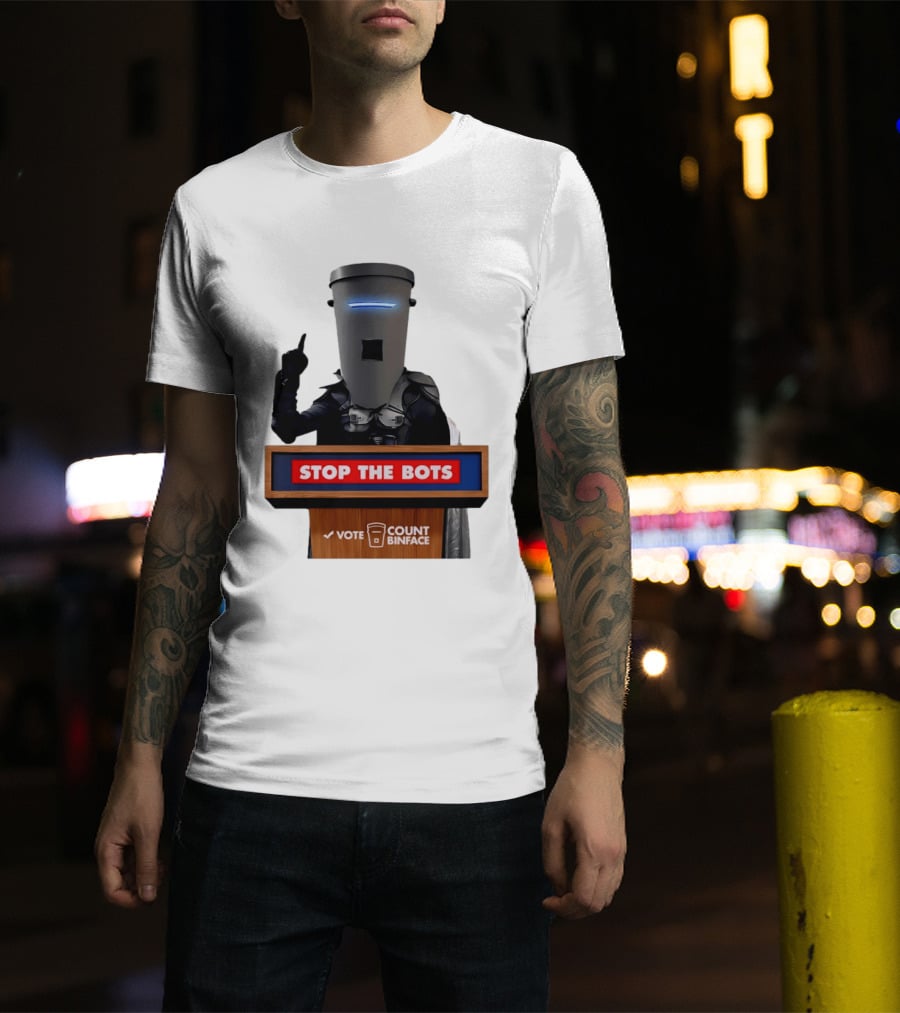 Stop The Bots Vote Count Binface UK Politics T-Shirt