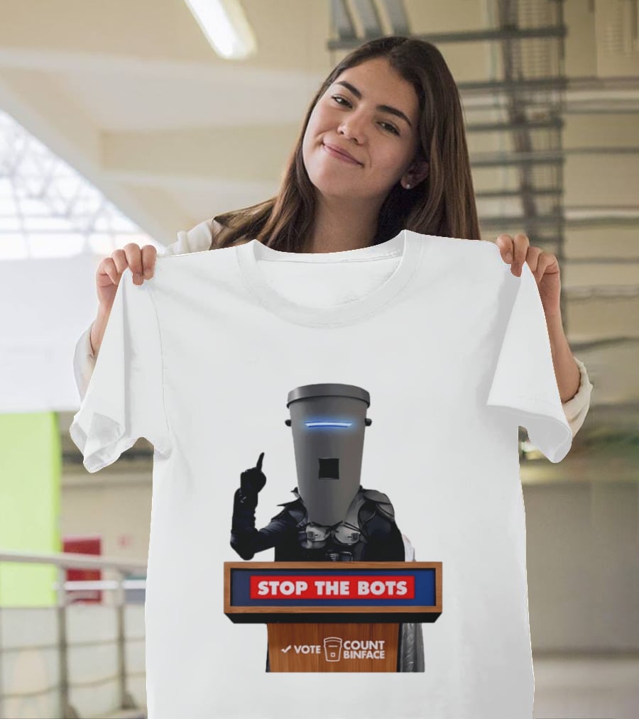 Stop The Bots Vote Count Binface UK Politics T-Shirt